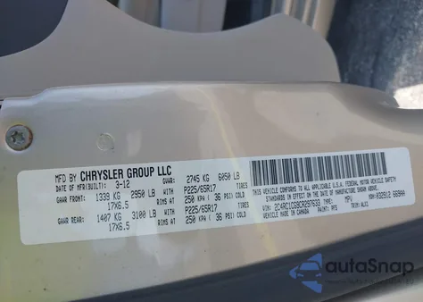 2012 Chrysler Town & Country Touring-L из США, поврежденный, VIN 2C4RC1CG9CR297633